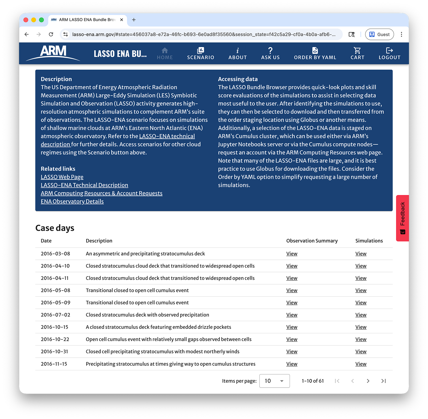 LASSO-ENA Bundle Browser home page
